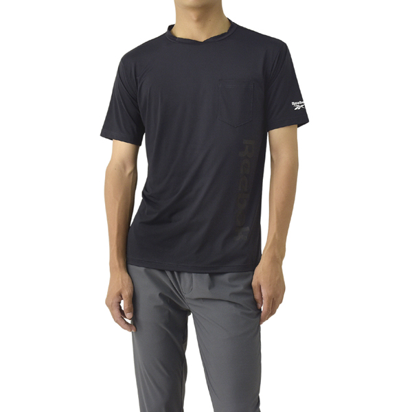 吸汗速乾 接触冷感 Tシャツ 半袖 メンズ Reebok リーボック Q-MAX0.4 UVカット 紫外線対策 耐塩素 ポケット付き ストレッチ 水陸両用 C2I セール【パケ2】爆買 | Reebok | 01