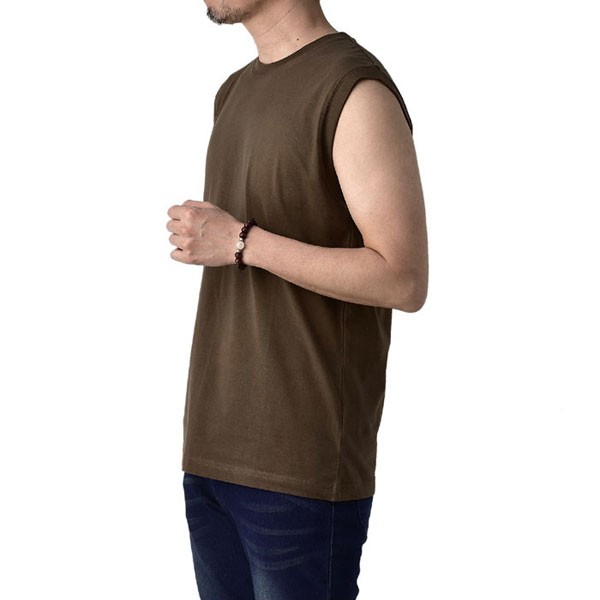 ノースリーブ Tシャツ メンズ ランクルT 無地 綿コーマ糸使用 ゆったりワイド タンクトップ C6...