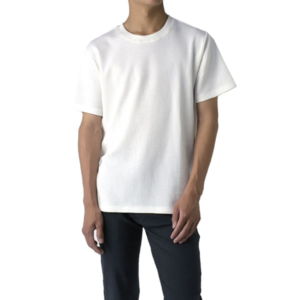 メンズ クルーネック Tシャツ ワッフル サーマル オーガニックコットン使用 半袖 カットソー トップス 綿100％ 伸縮性 吸水性 通気性 E1I セール【パケ1】 | FLAG ON CREW | 01