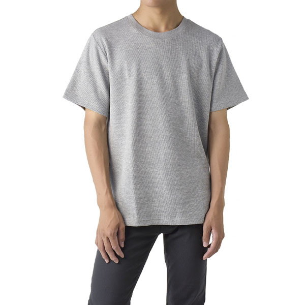 メンズ クルーネック Tシャツ ワッフル サーマル オーガニックコットン使用 半袖 カットソー トップス 綿100％ 伸縮性 吸水性 通気性 E1I セール【パケ1】 | FLAG ON CREW | 02