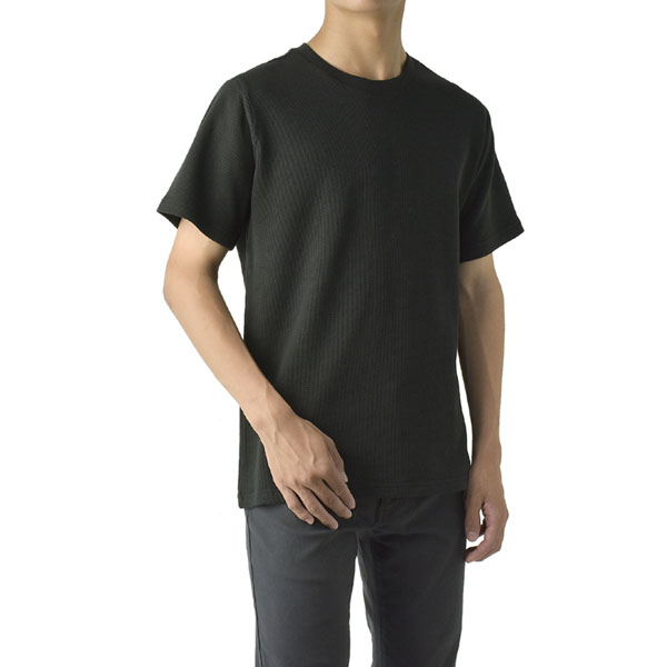 メンズ クルーネック Tシャツ ワッフル サーマル オーガニックコットン使用 半袖 カットソー トップス 綿100％ 伸縮性 吸水性 通気性 E1I セール【パケ1】 | FLAG ON CREW | 03
