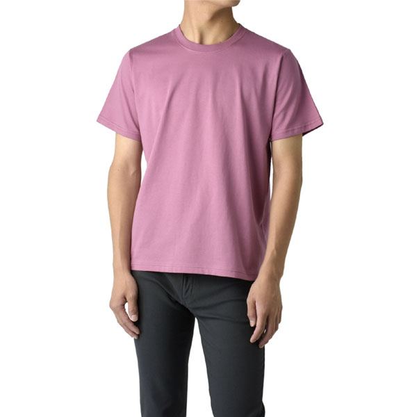 オーガニックコットン メンズ Tシャツ カットソー 半袖 丸首 クルーネック 綿100％ リブ エコ カジュアル シンプル ベーシック カラー E1X セール【パケ2】 | FLAG ON CREW | 01