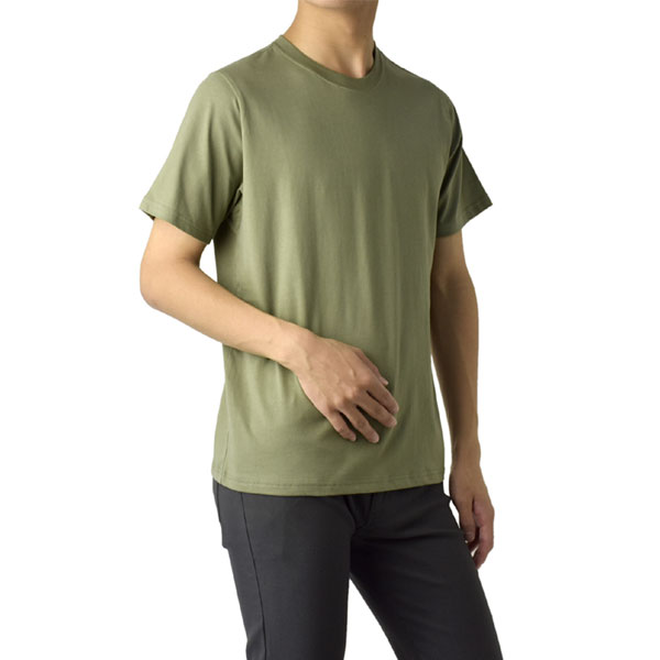 オーガニックコットン メンズ Tシャツ カットソー 半袖 丸首 クルーネック 綿100％ リブ エコ カジュアル シンプル ベーシック カラー E1X セール【パケ2】 | FLAG ON CREW | 05