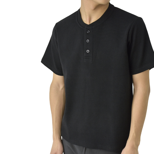 Tシャツ 半袖 メンズ カットソー ヘンリーネック ワッフル サーマル オーガニックコットン使用 綿100％ 伸縮性 吸水性 通気性 E1Z セール【パケ1】 爆買 | FLAG ON CREW | 03