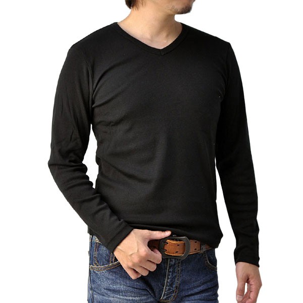 STONE  長袖カットソー ネイビー FLAG ON CREW Tシャツ メンズ 長袖 トップス Vネック カットソー