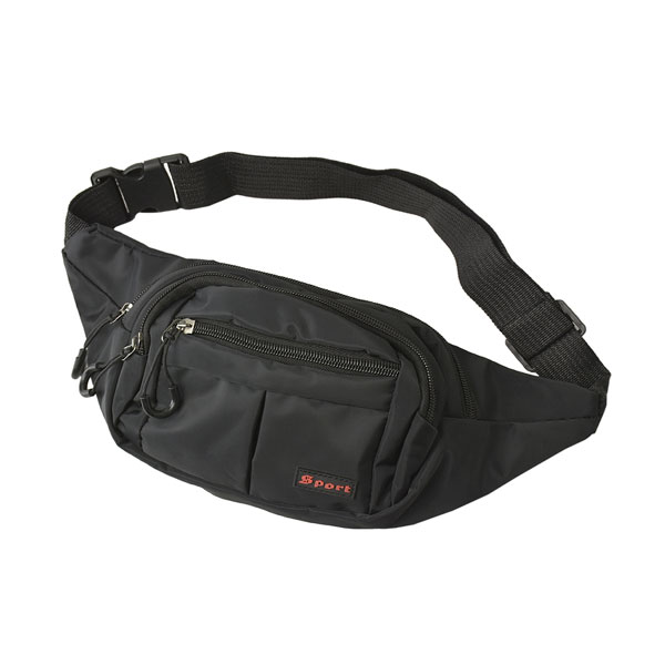 4ステッチボディバッグ　ウエストポーチ　キャンパス地　ブラック　新品 FLAG ON CREW 4ポケット ウエストポーチ コンパクト ボディバッグ