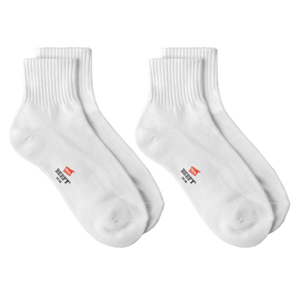 BEEFY ビーフィー 2足組 クォーターレングスソックス メンズ ハーフパイル 靴下 Hanes ヘインズ 2P 正規品 HMSBW201 Z9G セール【パケ2】 ポイント利用 | Hanes | 01