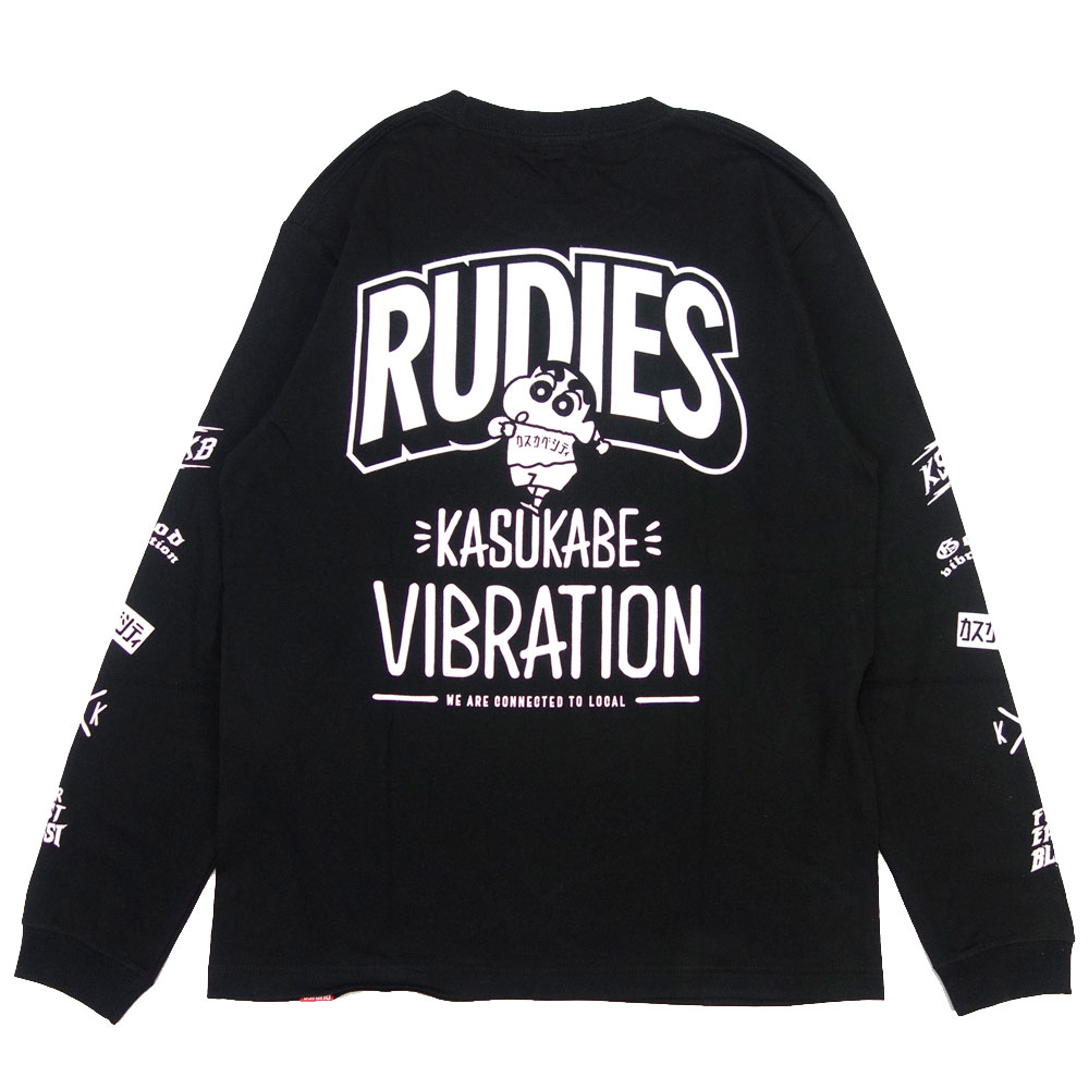 【RUDIE'S/ルーディーズ】クレヨンしんちゃん コラボ 長袖 Tシャツ ロンT rudies/RUDIE'SxCRAYON SHINCHAN KASUKABE VIBRATION LSTEE 86045 86046｜ストリート スケーター メンズ レディース キッズ