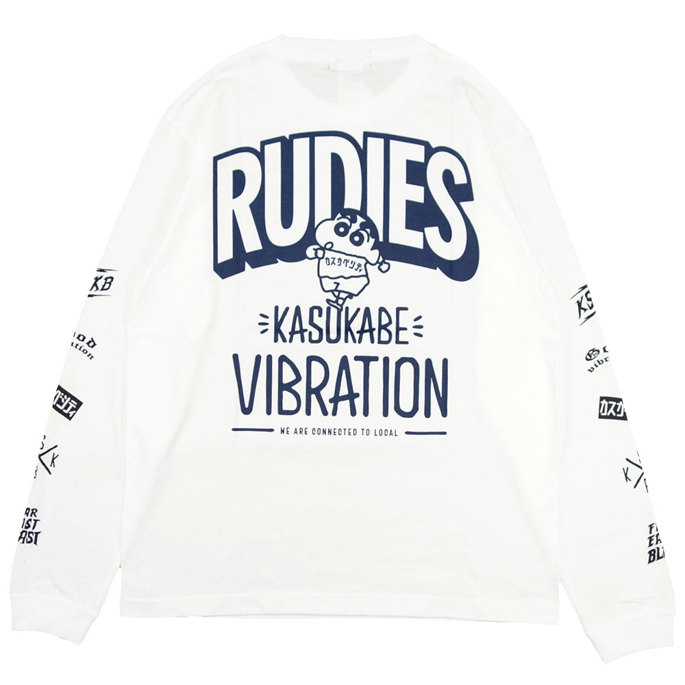 【RUDIE'S/ルーディーズ】クレヨンしんちゃん コラボ 長袖 Tシャツ ロンT rudies/RUDIE'SxCRAYON SHINCHAN KASUKABE VIBRATION LSTEE 86045 86046｜ストリート スケーター メンズ レディース キッズ