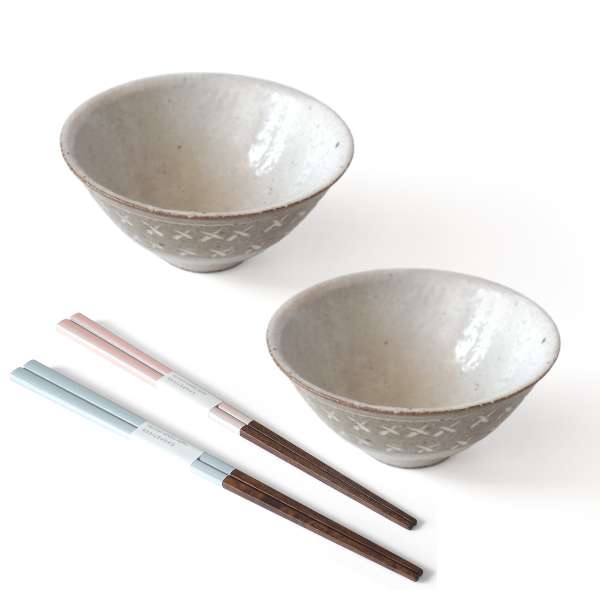 EDITIONS 兵山窯（ヒョウザンガマ） 美濃焼 ライスボウル＆箸 4点セット 陶器 お茶碗 和食器 結婚祝い おしゃれ 食器 北欧 茶碗 茶わん | ブランド登録なし | 01