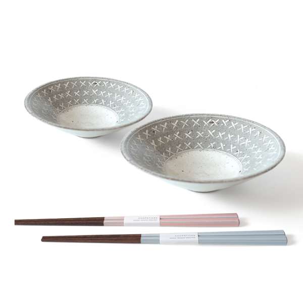 EDITIONS 兵山窯（ヒョウザンガマ） 美濃焼 浅ボウル＆箸 4点セット 陶器 ボウル ボール 盛り鉢 和食器 結婚祝い おしゃれ 食器 北欧 | ブランド登録なし | 01