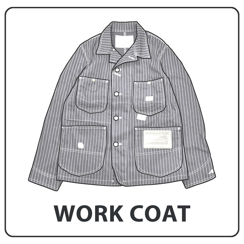 SUGAR CANE SC14372 シュガーケーン 9ozウォバッシュストライプ ワーク