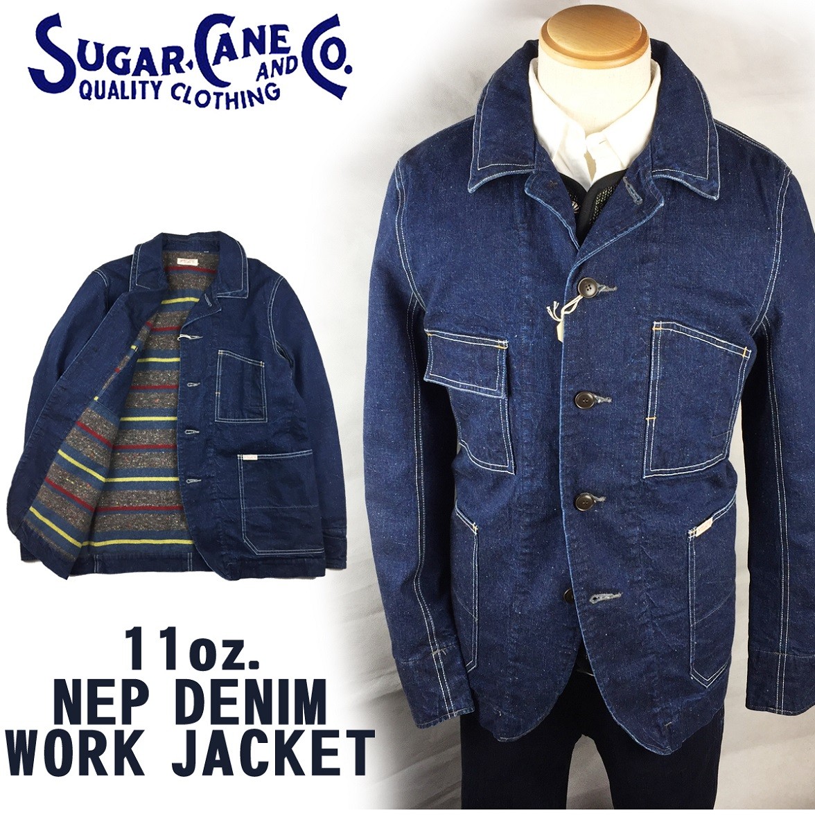 セール SALE SUGAR CANE シュガーケーン ライト 11oz ネップ デニム ワーク ジャケット カバーオール NEP DENIM  WORK JACKET SC13443 送料無料