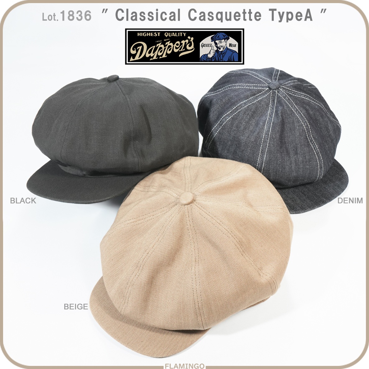 ダッパーズ Dapper's 1836 クラシカル キャスケット TypeA Lot1836