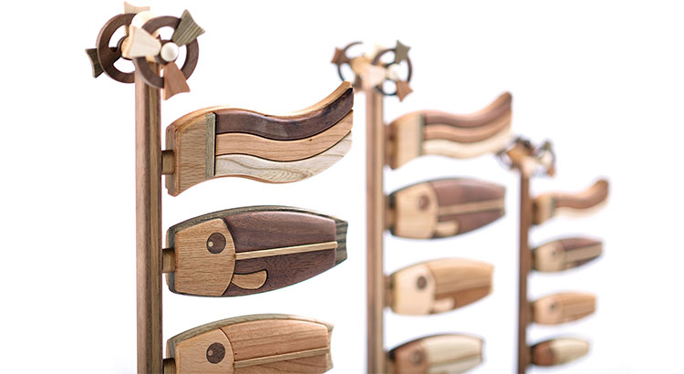 木製鯉のぼり 絆（大/桐箱入り） こいのぼり 鯉のぼり 木製 卓上