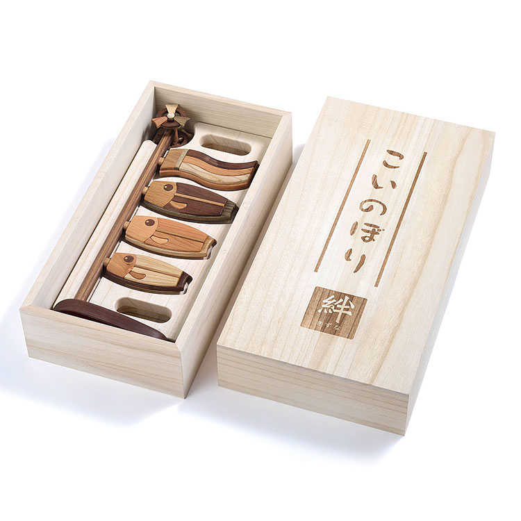 木製鯉のぼり 絆（大/桐箱入り） こいのぼり 鯉のぼり 木製 卓上