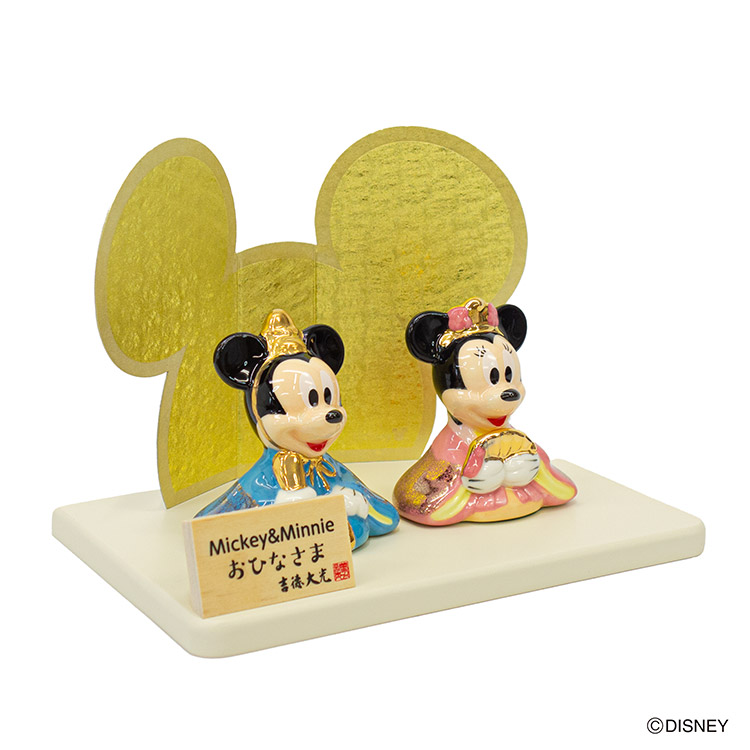 吉徳大光 キャラクターハンカチ付 ミッキー＆ミニー磁器ひな人形 吉徳