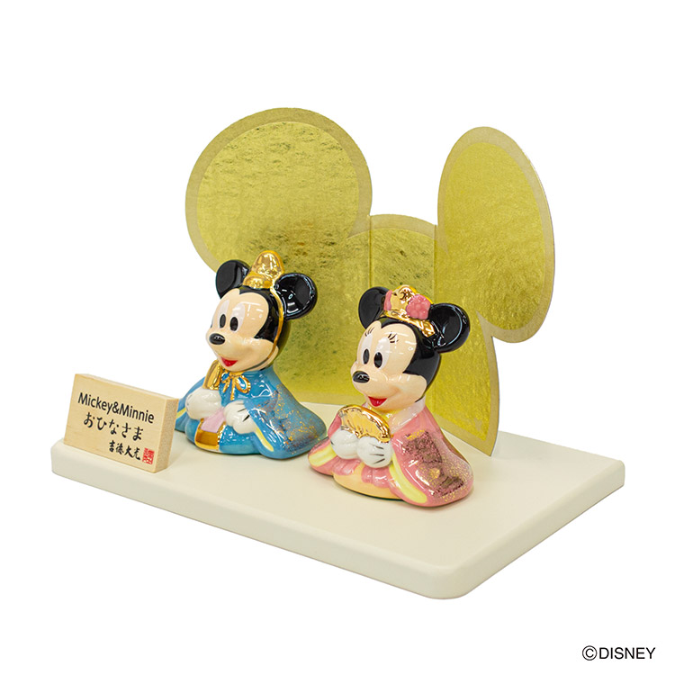 吉徳大光 キャラクターハンカチ付 ミッキー＆ミニー磁器ひな人形 吉徳