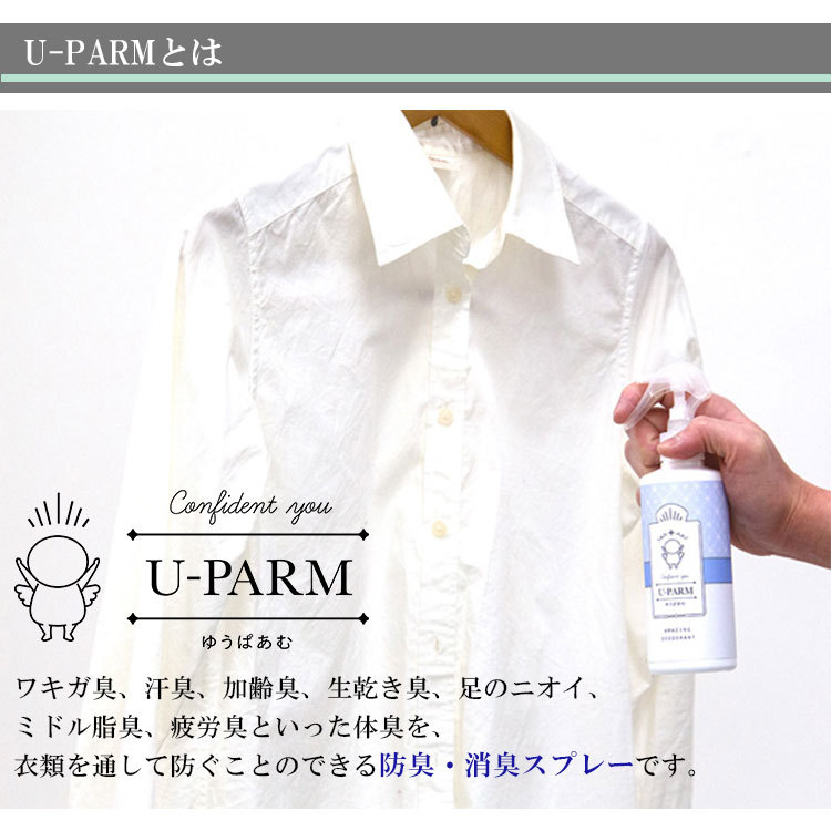 正規販売店 3本セット UーPARM 防臭・消臭スプレー 250ml×3 ゆうぱあむ 衣類用消臭剤 デオドラントスプレー（NETF）/海外×