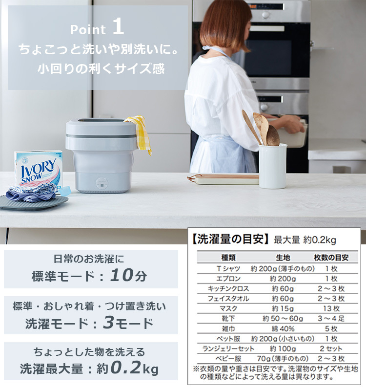 レコルト しまえるミニ洗濯機 RWMー1 recolte Folding Mini Washing  Machine（WNR）/海外×/オーガニック洗濯洗剤 特典付