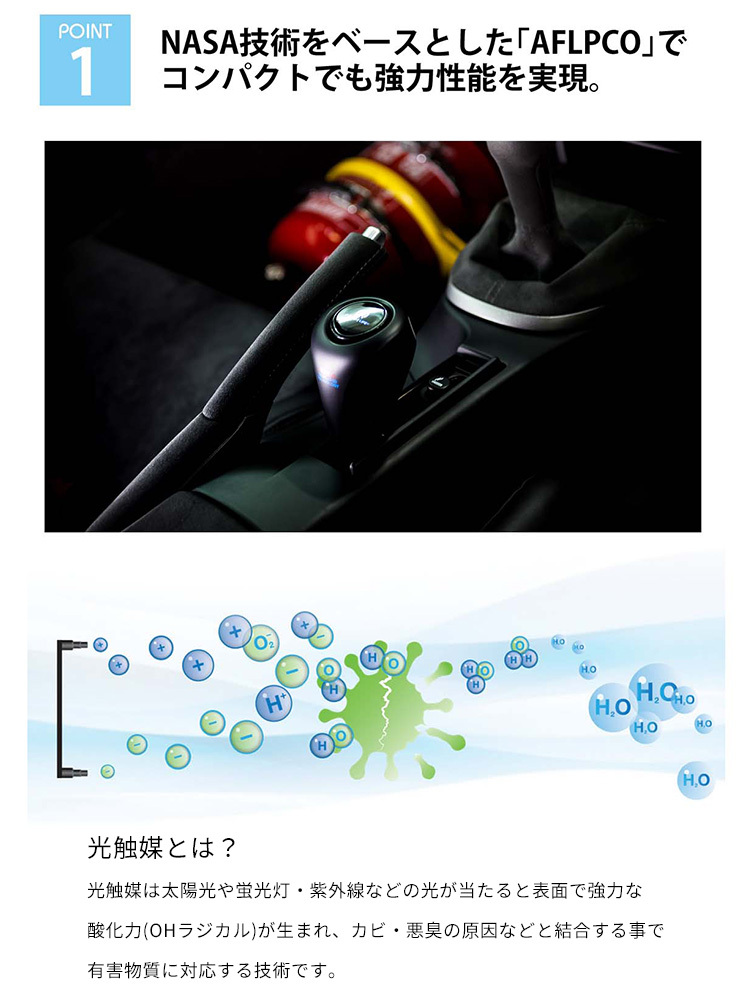 AFL CAR SANIFIER 車用 空気清浄機 小型 NASA技術採用 メンテナンス