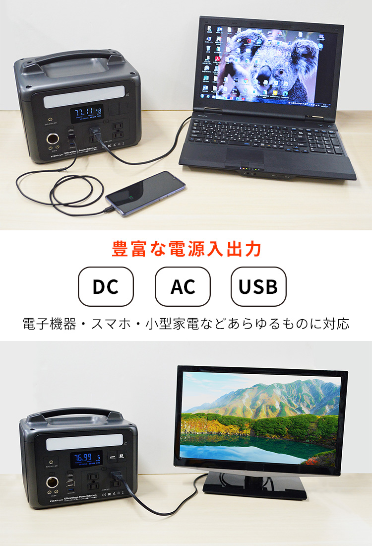 ポータブル電源EVERBright ウルトラメガパワーステーション/20万ｍAh EVERBright ウルトラメガパワーステーション 20万mAh ポータブル