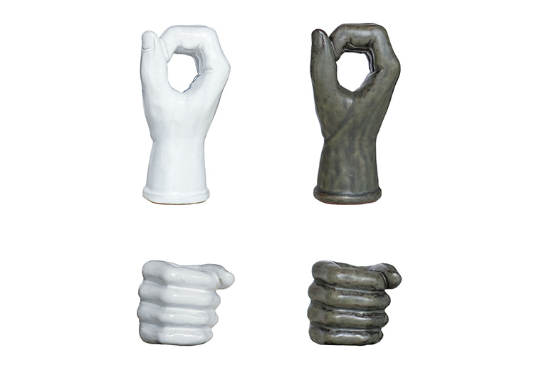 PW 手の形 陶器彫刻 AS POTTERY WALL HAND 花器 一輪挿し 片手 オブジェ 陶器 置物