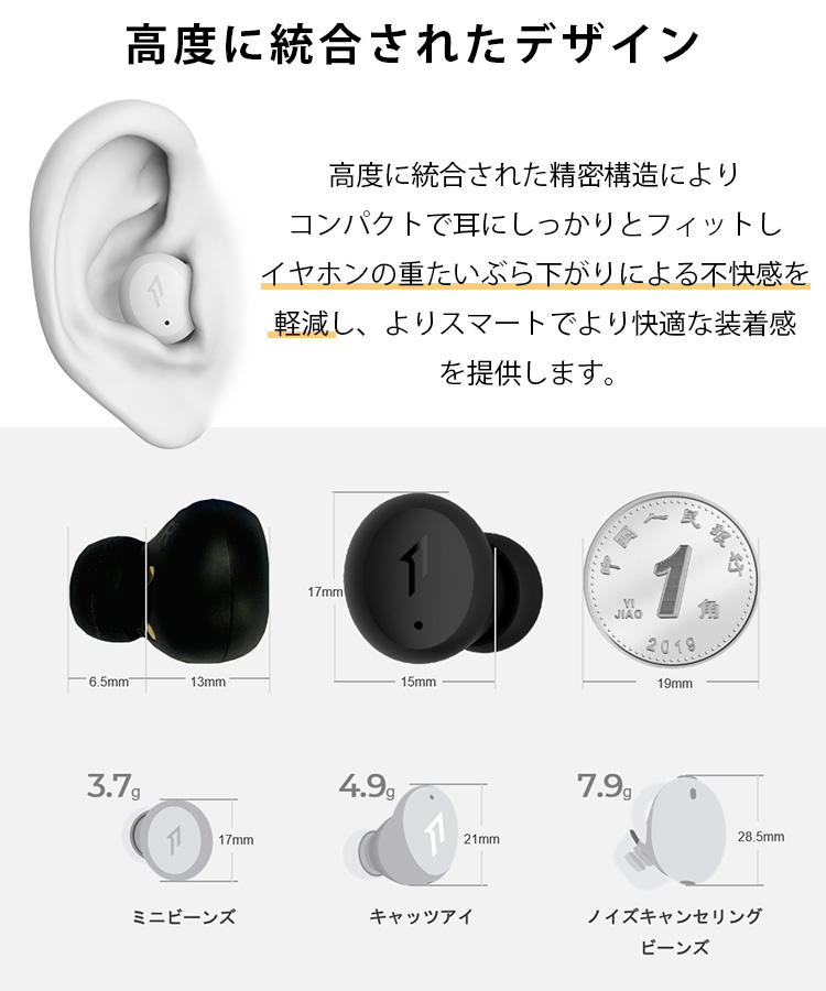 300円OFFクーポン対象／1MORE ComfoBuds Mini ESー603 ワイヤレスイヤホン 寝ホン ノイズキャンセリング（KOUN）／海外 ×／在庫有 :F10021736:flaner - 通販 - Yahoo!ショッピング