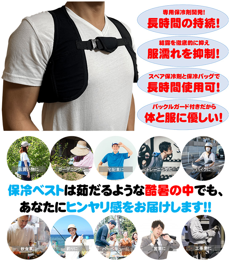 ATT クールベスト フリーサイズ ブラック 保冷剤8個付き SDーCV1 COOL