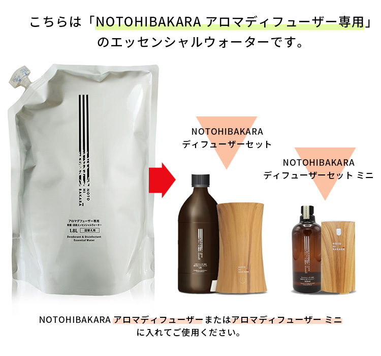 卸売 NOTOHIBAKARA アロマディフューザー専用エッセンシャルウォーター