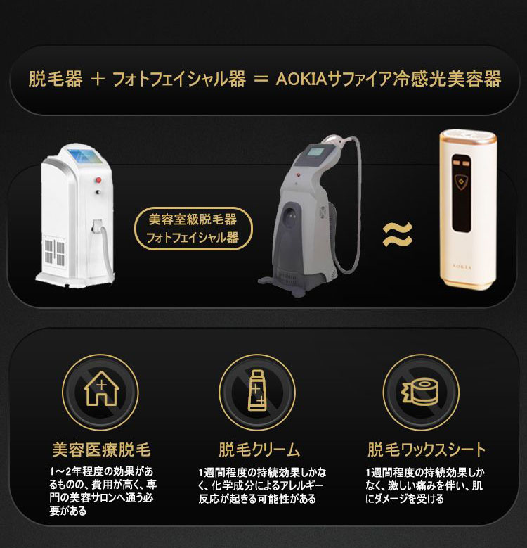 AOKIA ハイパワー IPL光脱毛器 JR8 冷感サファイアHIPL光脱毛器