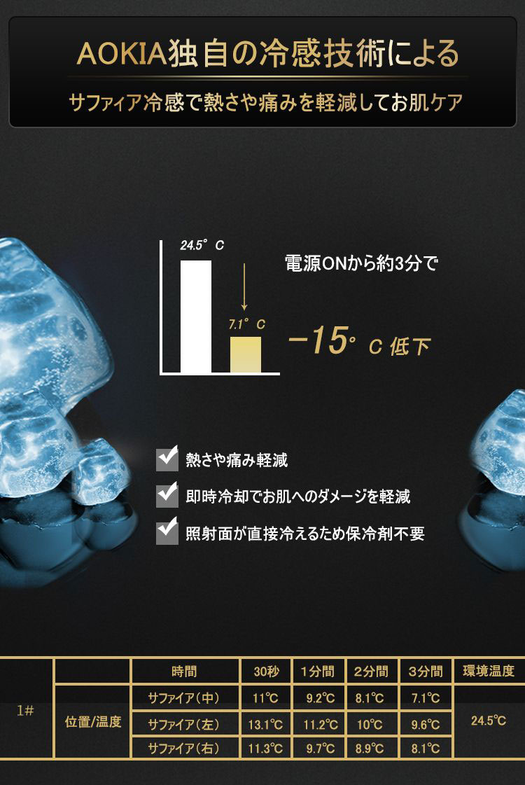 AOKIA ハイパワー IPL光脱毛器 JR8 冷感サファイアHIPL光脱毛器