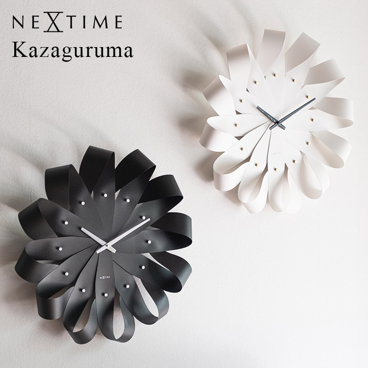 壁掛け時計 NEXTIME Kazaguruma WH BK ネクスタイム カザグルマ｜時計