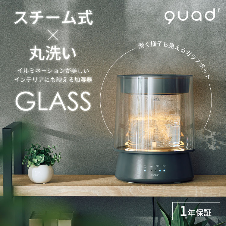 QUADS（クワッズ） 数量限定予約 ガラススチーム加湿器 GLASS グラス