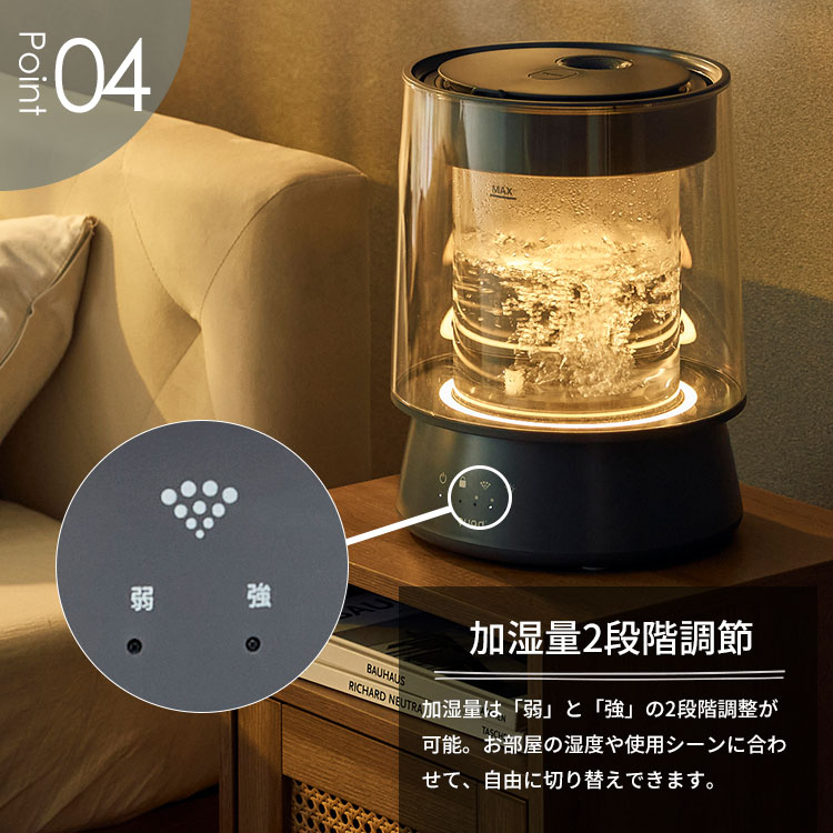 QUADS スチーム式加湿器 QUADS（クワッズ） 数量限定予約 ガラススチーム加湿器 GLASS グラス