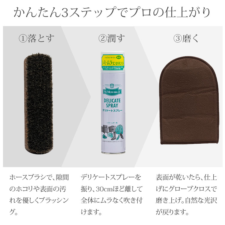 革 手入れ セット M．MOWBRAY レザーメンテナンスパック｜M.モゥブレィ