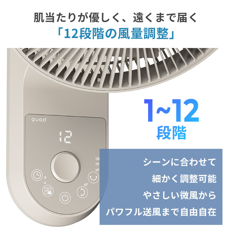 QUADS（クワッズ） ワンタッチ分解DC壁掛けファン イージーフィット