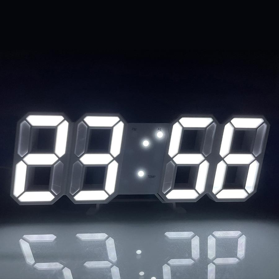 置き時計 デジタル時計 おしゃれ 時計 置時計 壁掛け時計 掛け時計 壁掛け デジタル LED 光る 白 北欧 アラーム 小型 USB 卓上 タイマー｜flaque｜02