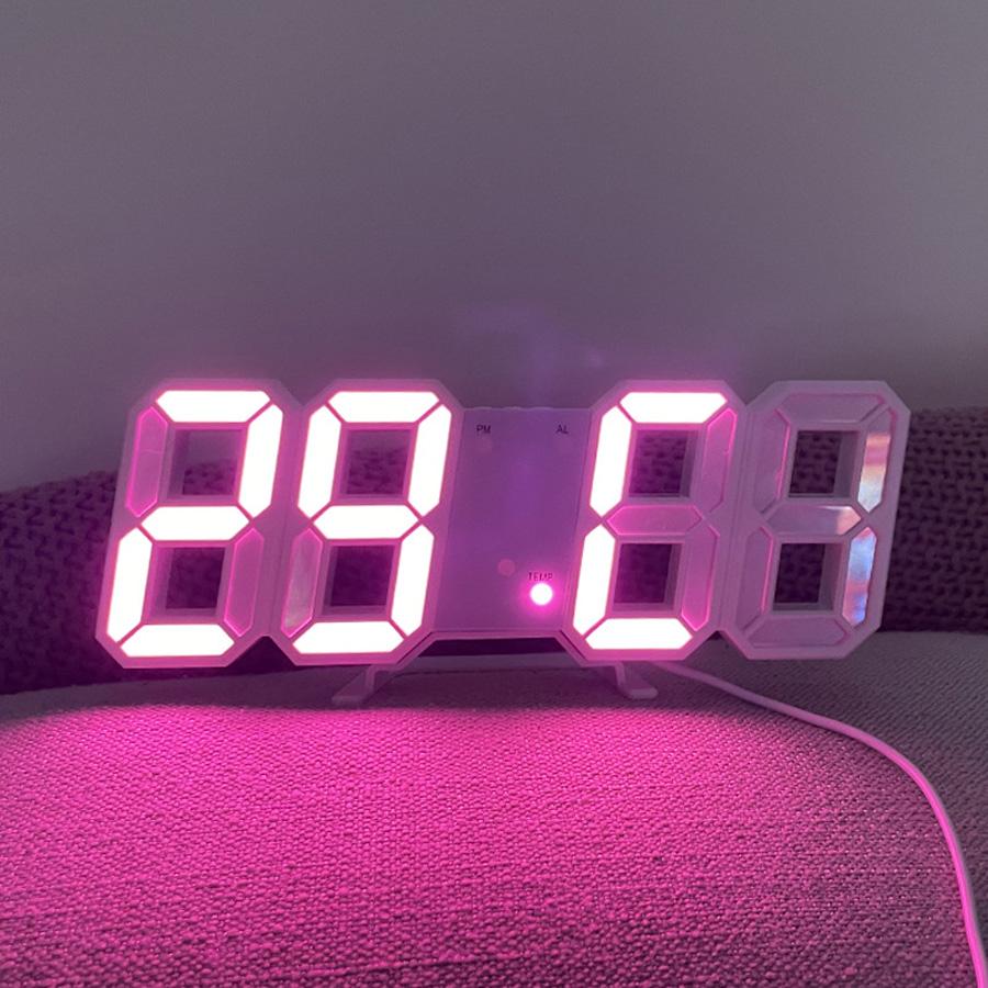 置き時計 デジタル時計 おしゃれ 時計 置時計 壁掛け時計 掛け時計 壁掛け デジタル LED 光る 白 北欧 アラーム 小型 USB 卓上 タイマー｜flaque｜03