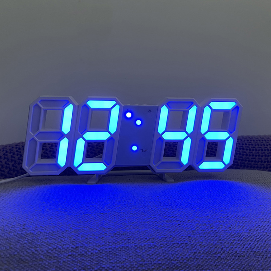 置き時計 デジタル時計 おしゃれ 時計 置時計 壁掛け時計 掛け時計 壁掛け デジタル LED 光る 白 北欧 アラーム 小型 USB 卓上 タイマー｜flaque｜04