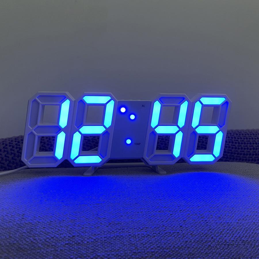 55%OFF!】 LED デジタル時計 置き時計 アラーム 壁掛け 卓上 韓国 白 3D 目覚まし