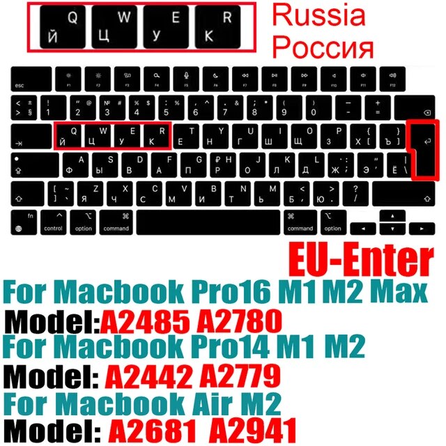 Macbook Air M2,a2681,2022,a2442,a2485,pro14,keybash,ロシア語,fran,新しい用のシリコン保護ケー｜flat-store｜13
