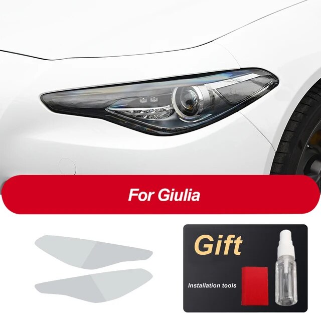 車のヘッドライト用保護フィルム,透明な黒いpuステッカー,Alfa Romeo giullia 952 stelvio 949の2個｜flat-store｜03