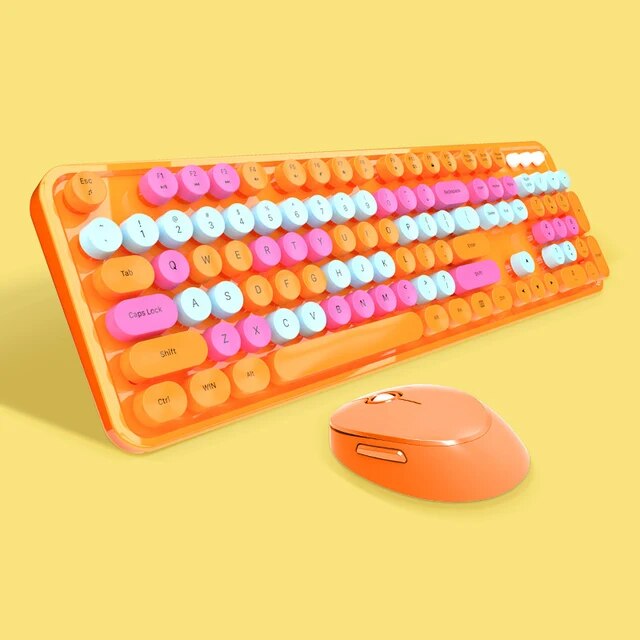 ワイヤレスキーボードとマウスのセット,104キーのセット,Bluetooth 2.4g,混合色,ラップトップ用のキュートで静かなミニキーボード,女の子｜flat-store｜09