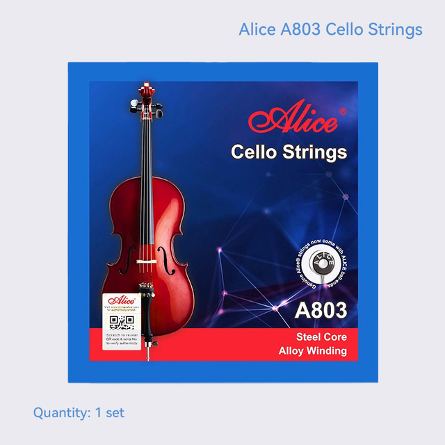 アリスA803チェロ弦スチールコア合金巻ユニバーサルチェロ弦1セット4/4 3/4 1/2 通常のサイズのチェロに適しています。｜flat-store｜02