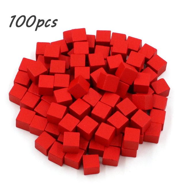 100ピース/セット木製キューブブロック空白サイコロdiyトークン新製品10ミリメートルの正方形の角カラーボードゲームキューブ早期教育｜flat-store｜09