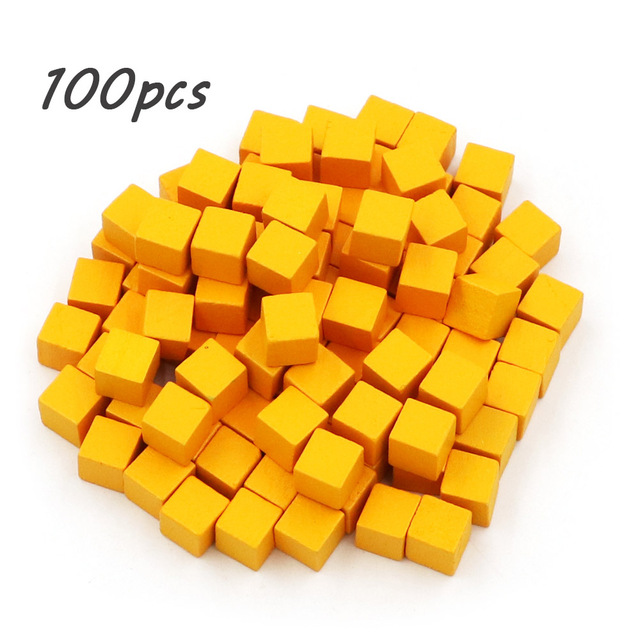 100ピース/セット木製キューブブロック空白サイコロdiyトークン新製品10ミリメートルの正方形の角カラーボードゲームキューブ早期教育｜flat-store｜03