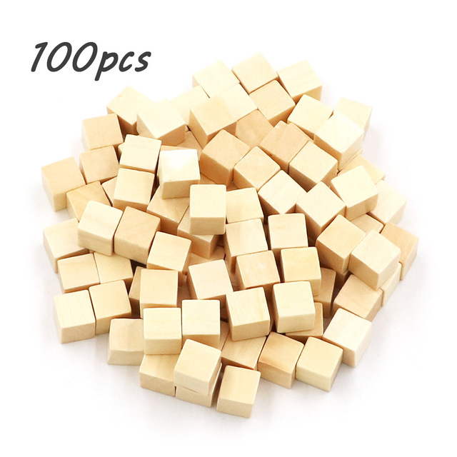 100ピース/セット木製キューブブロック空白サイコロdiyトークン新製品10ミリメートルの正方形の角カラーボードゲームキューブ早期教育｜flat-store｜04