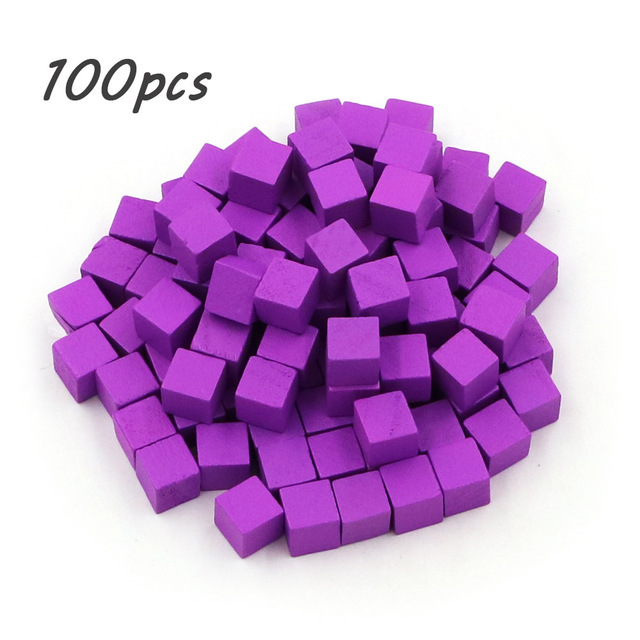 100ピース/セット木製キューブブロック空白サイコロdiyトークン新製品10ミリメートルの正方形の角カラーボードゲームキューブ早期教育｜flat-store｜02