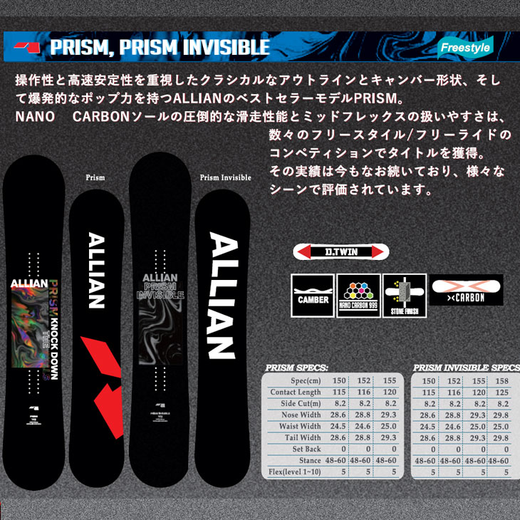 SIMS 23-24 ALLIAN アライアン 【PRISM プリズム 】スノーボード 板